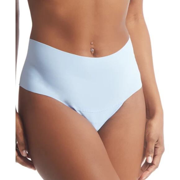 HANKY PANKY SIZE LARGE BREATHE SOFT HIGH RISE THONG FRESH AIR BLUE NWT - Picture 1 of 10